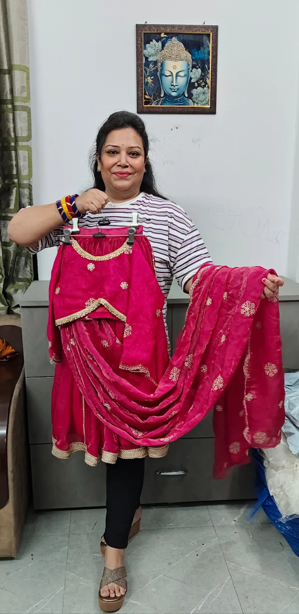 Premium_Draping_Lehnga_Saree_Cherry_Red