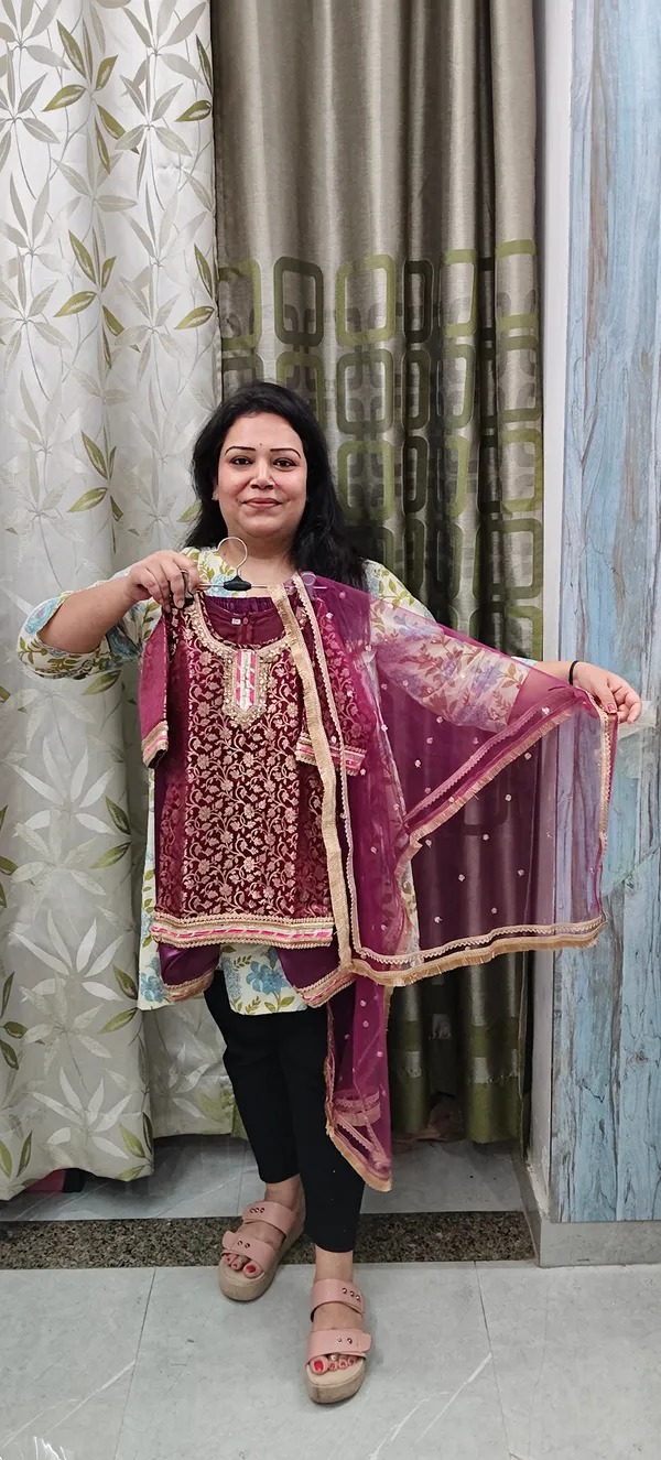 Wine_Silk_Banarasi_Patiala_Suit_Set_For_Kids