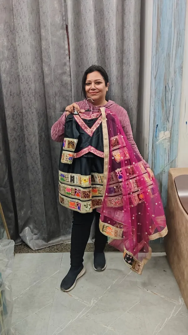 Black_Silk_Rajwada_Style_Lehenga_Choli_For_Kids