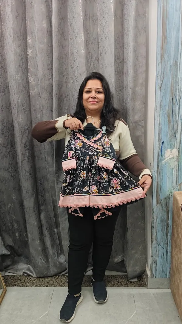 Green_Cotton_Frock_Style_Chikan_Lace_Tulip_Set_For_Kids