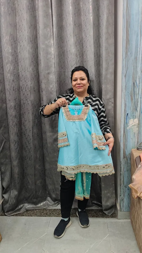 Sky_Blue_Banarasi_Silk_Mirror_Work_Suit_Set_For_Kids