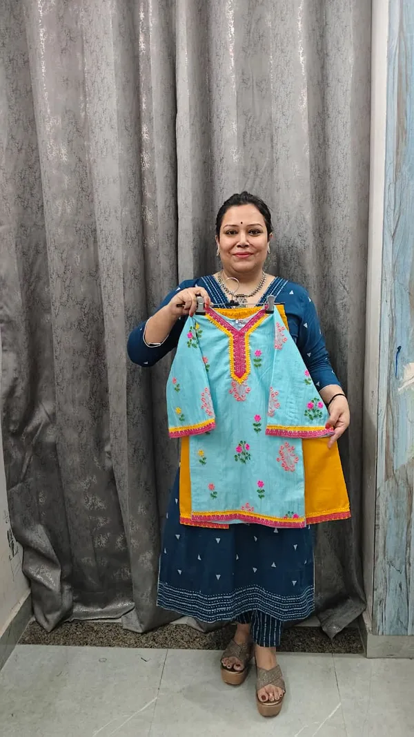 Premium_Pakistani_Mal_Chanderi_Co_Ord_Set_Yellow_Sea_Blue
