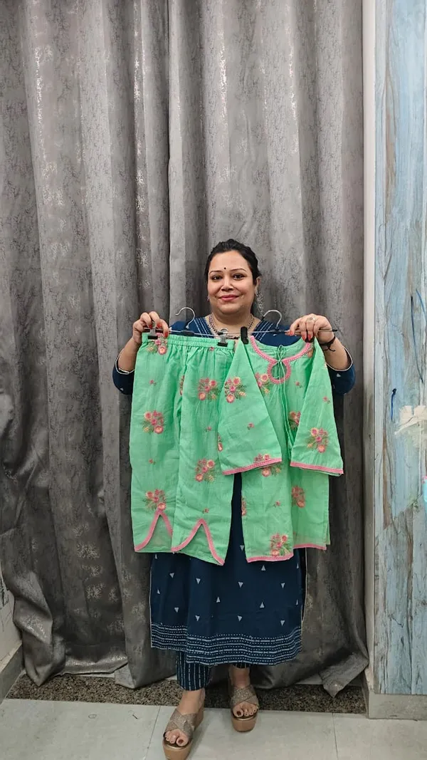 Green_Chanderi_Embroidered_Pakistani_Co-Ord_Set_For_Kids