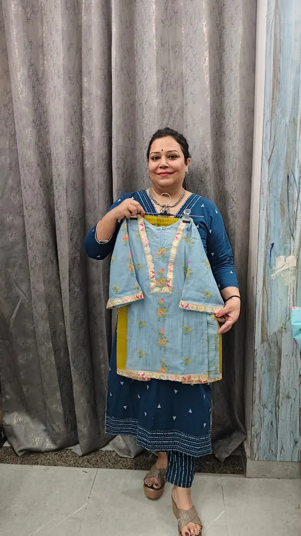 Blue_Green_Chanderi_Embroidered_Pakistani_Co-Ord_Set_For_Kids