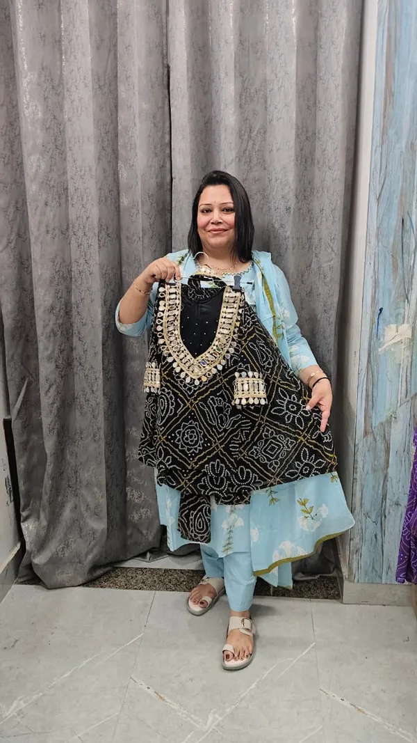 Green_Georgette_Bandhani_Print_Sharara_Set_For_Kids