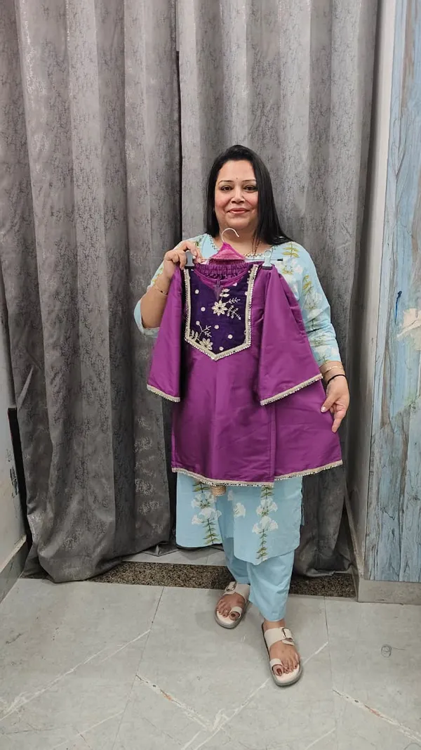 Purple_Banarasi_Silk_Handwork_Straight_Kurta_Plazo_Set_For_Kids
