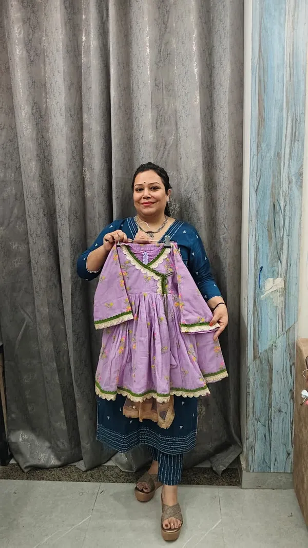 Lavender_Chanderi_Angrakha_Frock_Suit_For_Kids