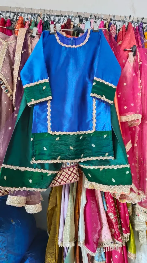 Yellow_Silk_Handwork_Border_Farshi_Kurta_Set_For_Kids
