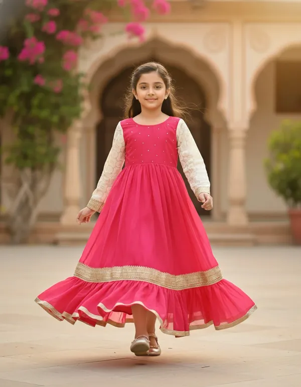 Premium_Satin_Silk_One_Pcs_Dress_Hot_Pink