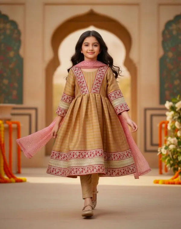 Yellow_Cotton_Silk_Handwork_Frock_Suit_For_Kids