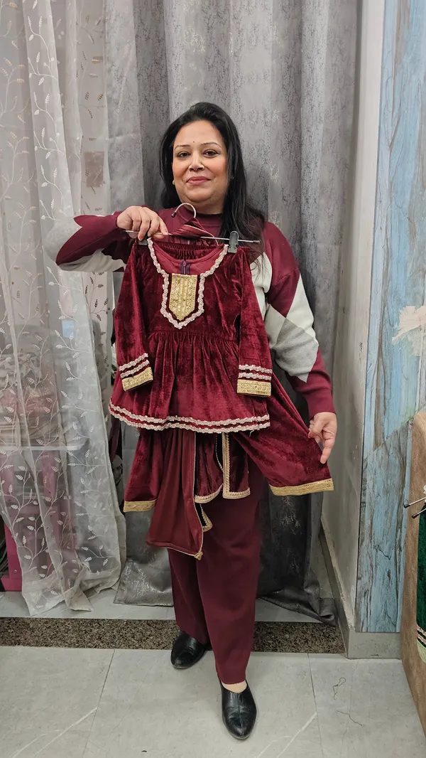 Maroon_Silk_Kurta_Dress_For_Kids