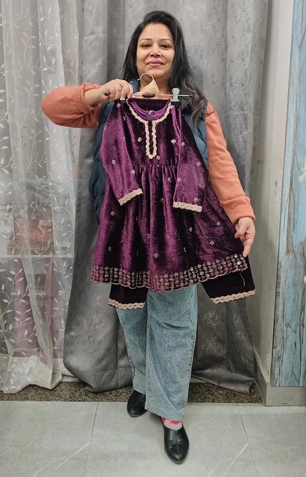 Wine_Velvet_Embroidered_Matching_Outfit_For_Kids