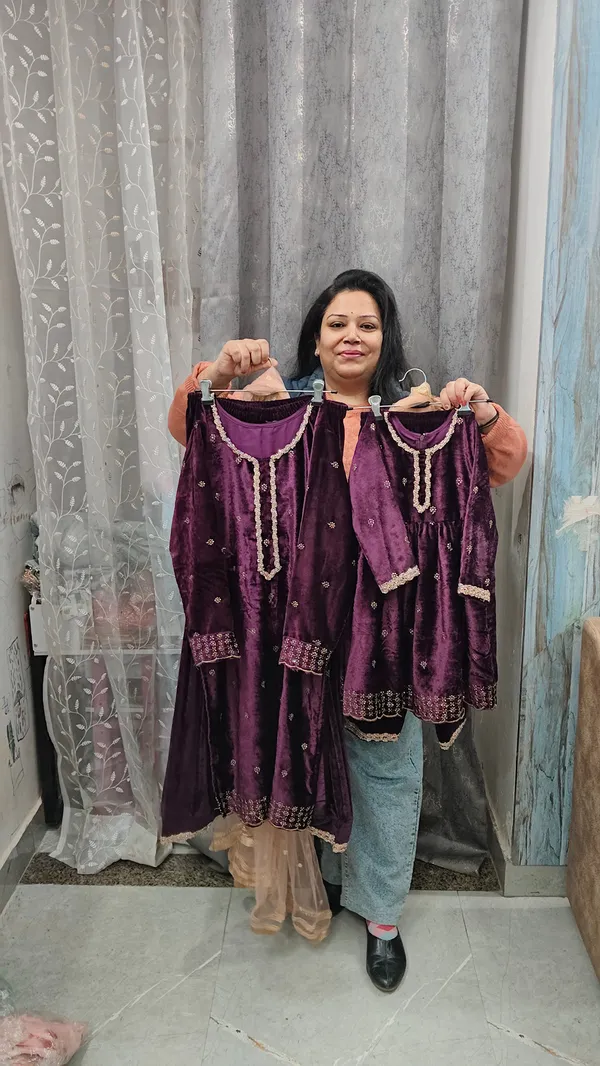Premium_Velvet_Mother_Daughter_Matching_Outfits_Wine_1