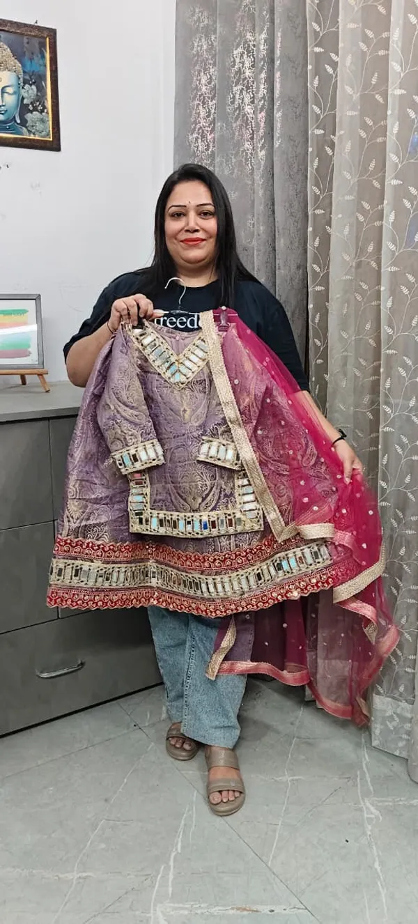 Lilac_Jamawar_Mirror_Cutwork_Lehenga_Set_For_Kids