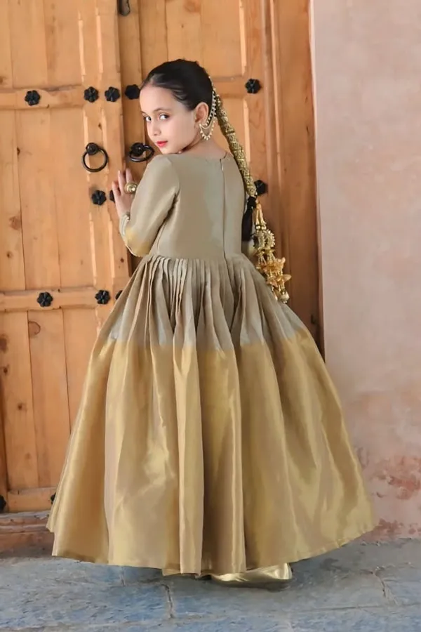 Beige_Silk_Handwork_Gown_For_Kids