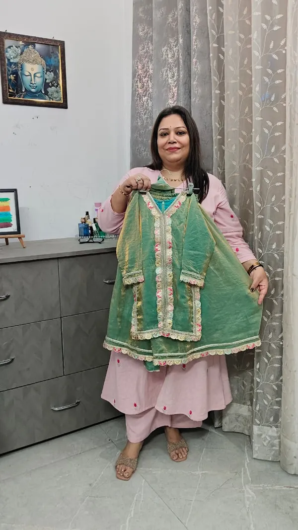 Mehndi_Green_Silk_Embroidered_Kurti_Sharara_Set_For_Kids