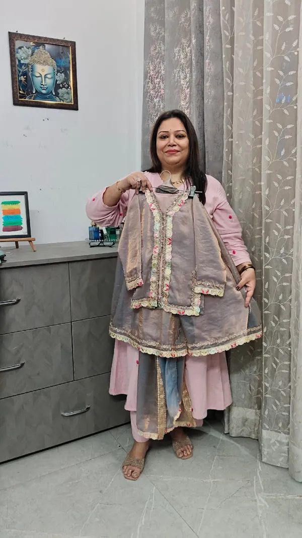 Grey_Silk_Embroidered_Kurti_Sharara_Set_For_Kids