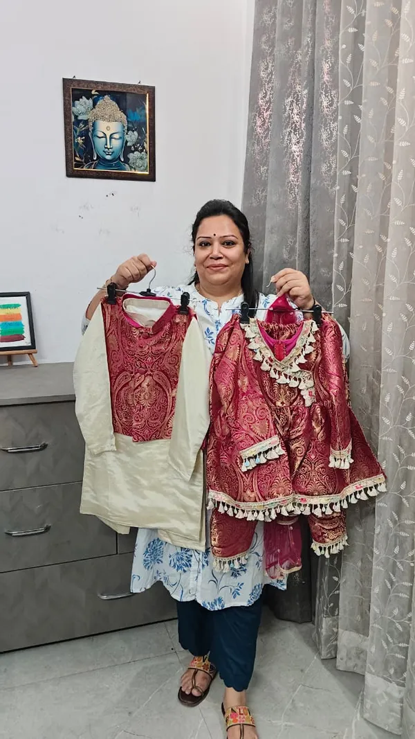 Luxe_Jamawar_Brother_Sister_Combo_Red_For_Girl