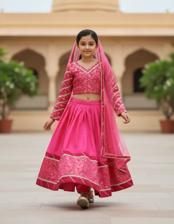 Rani_Silk_Banarasi_Lehenga_Set_For_Kids