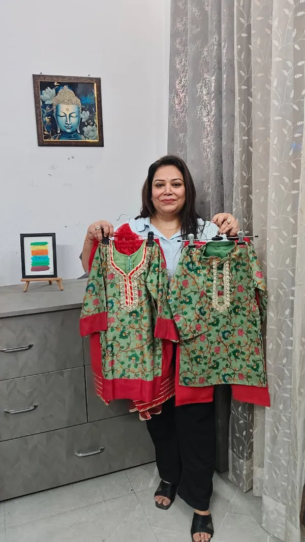 Premium_Mal_Chanderi_Brother_Sister_Combo_Green_For_Girl