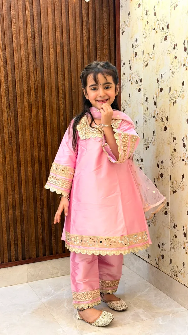 Pink_Banarasi_Silk_Mirror_Work_Suit_Set_For_Kids