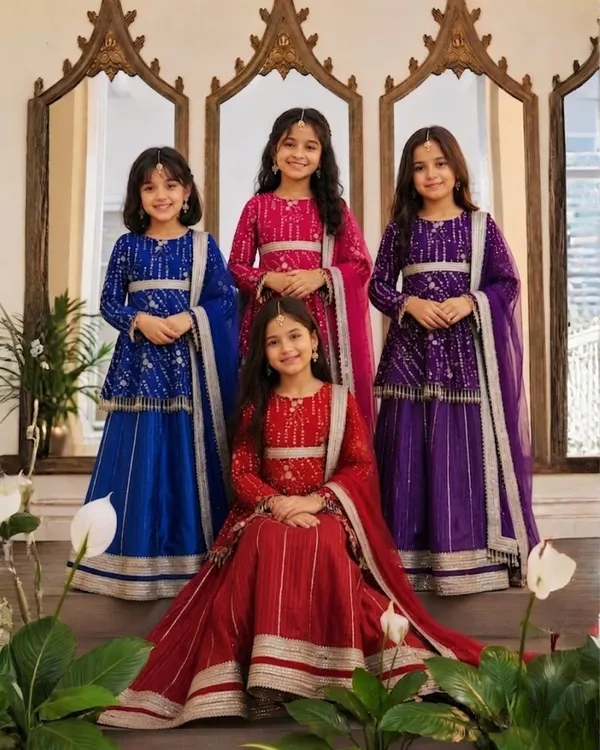Pink_Georgette_Peplum_Lehenga_Dress_For_Kids