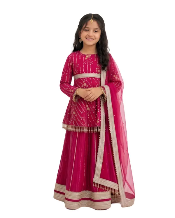 Pink_Georgette_Peplum_Lehenga_Dress_For_Kids