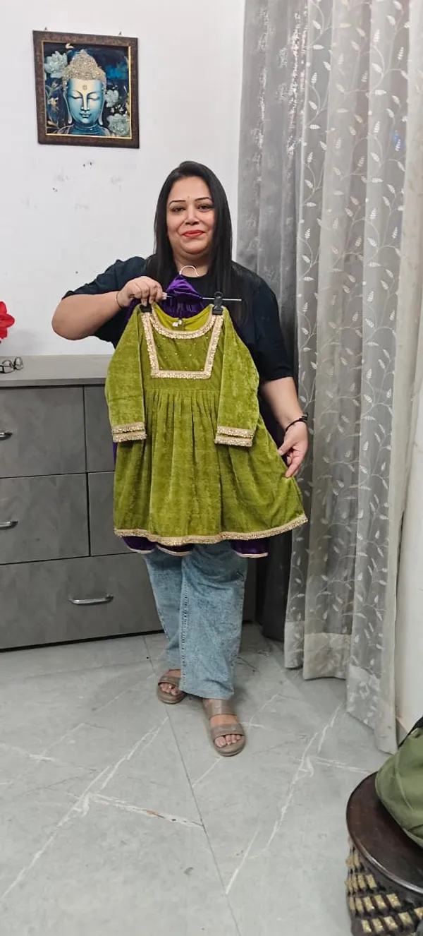 Premium_Velvet_Kurta_With_Tulip_Mehndi_Green_N_Purple_Mehndi_Green_N_Purple