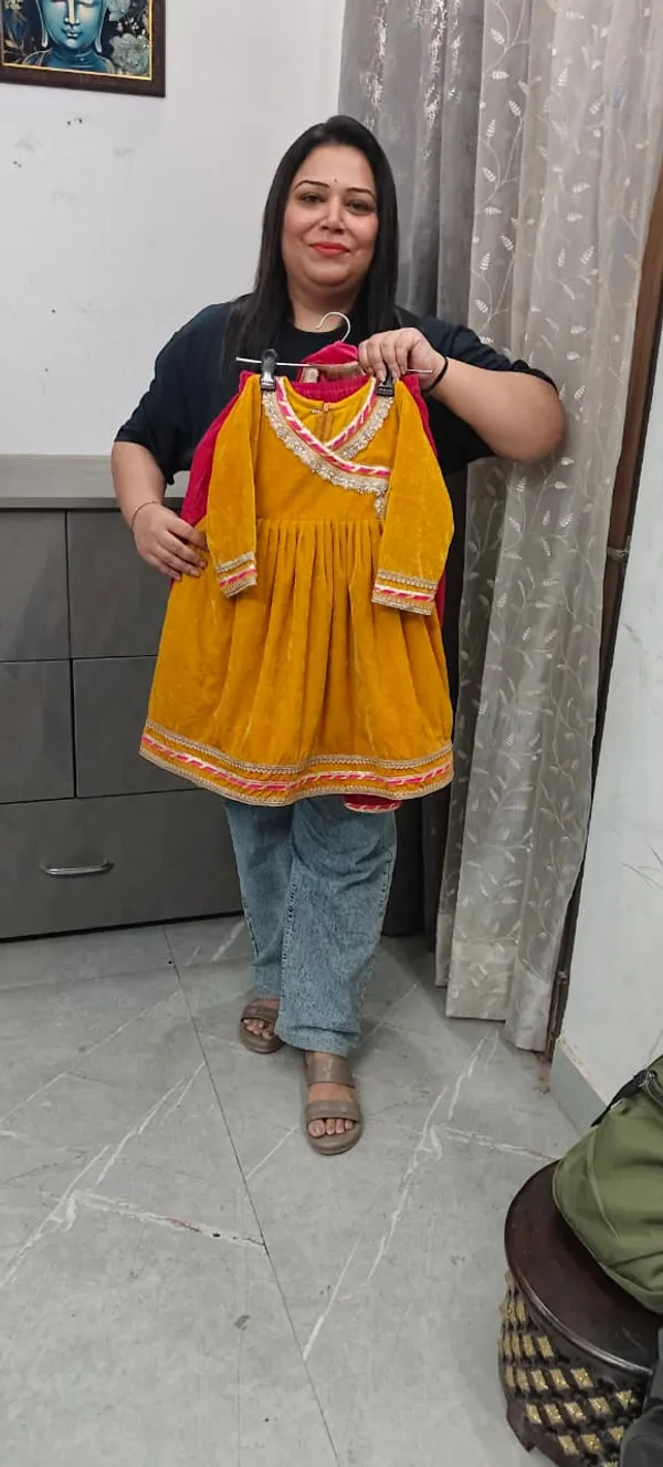 Premium_Velvet_Kurta_With_Tulip_Musturd_Rani