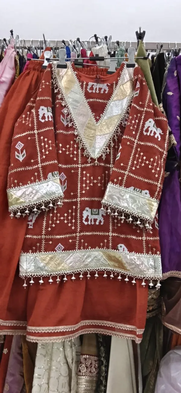 Rust_Silk_Embroidered_Cord_Set_For_Kids
