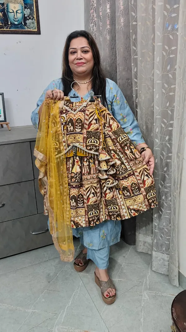 Light_Brown_Silk_Handwork_Sequin_Dupatta_Lehenga_Set_For_Kids