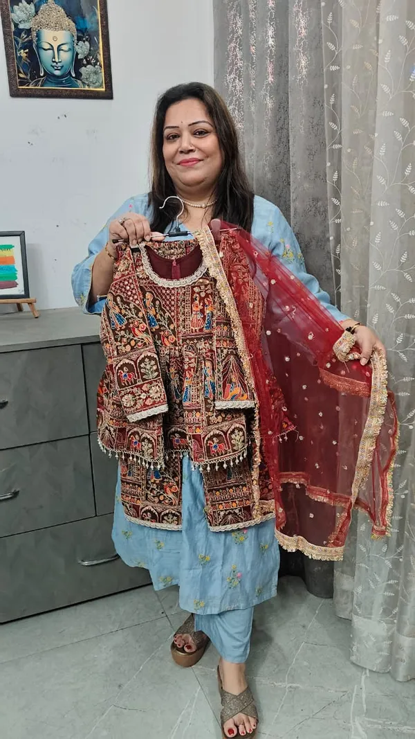Maroon_Silk_Embroidered_Peplum_Set_For_Kids