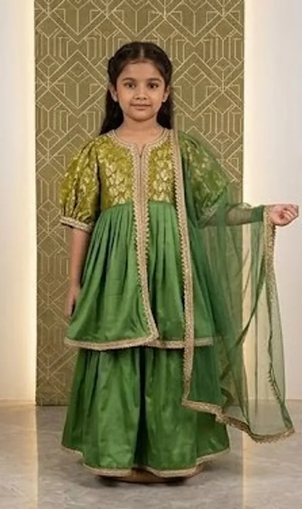 Pink_Green_Silk_Sherwani_Suit_For_Kids