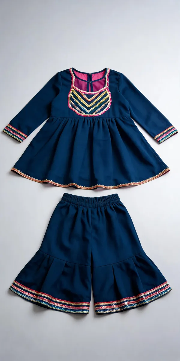 Rani_Navy_Blue_Silk_Georgette_Gharara_Suit_Set_For_Kids