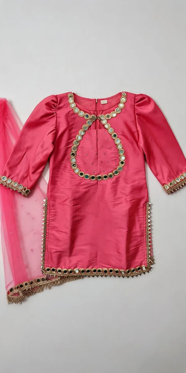 Mehndi_Green_Silk_Mirror_Work_Farshi_Suit_For_Kids