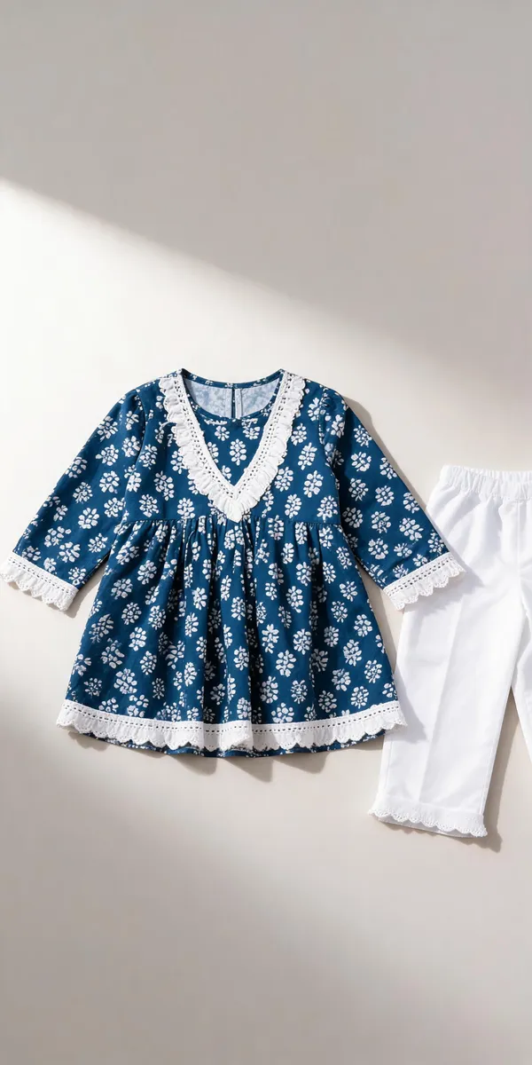 Green_Cotton_Chikankari_Frock_Suit_For_Kids
