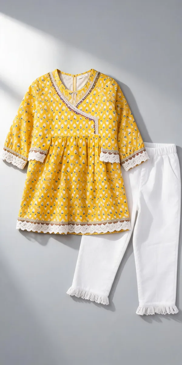 Mehndi_Green_Cotton_Chikankari_Frock_Suit_For_Kids