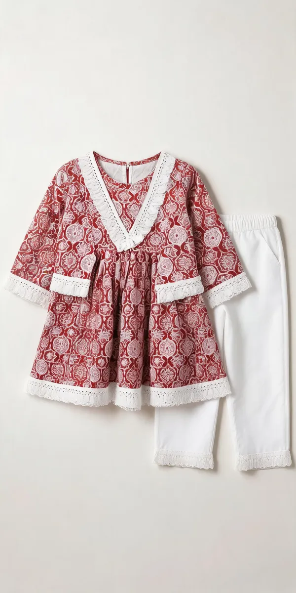Yellow_Cotton_Chikan_Lace_Frock_Suit_For_Kids