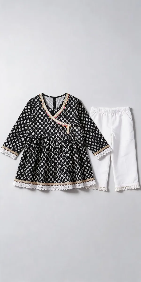 Firozi_Cotton_Chikan_Lace_Frock_Suit_For_Kids