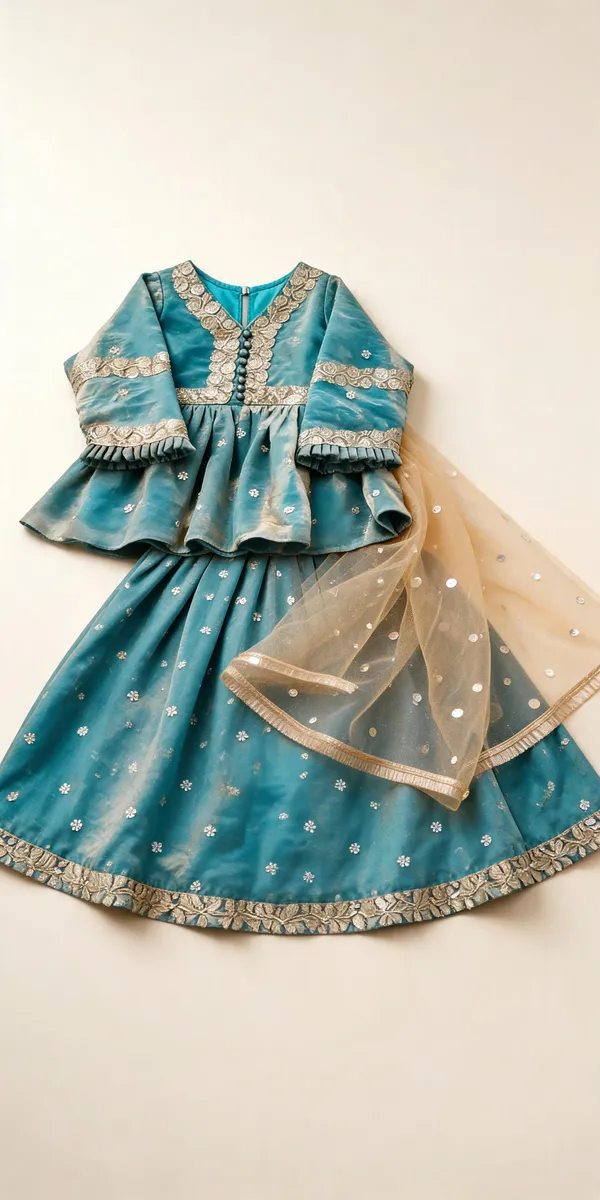 Mehendi_Green_Silk_Embroidered_Lehenga_Set_For_Kids