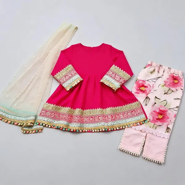 Mustard_Banarsi_Silk_Handwork_Frock_Suit_For_Kids