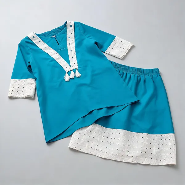 Dark_Blue_Sea_Blue_Rayon_Crochet_Co-Ord_Set_For_Kids
