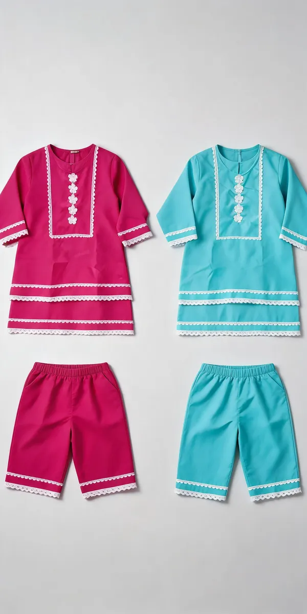 Pink_Blue_Rayon_Chikan_Co-Ord_Set_For_Kids