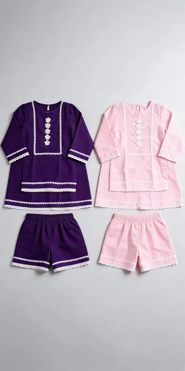 Violet_Pink_Rayon_Chikan_Floral_Co-Ord_Set_For_Kids