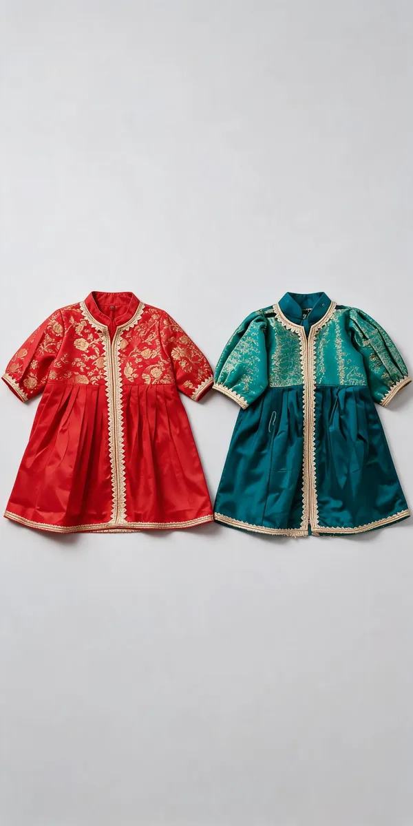 Red_Teal_Silk_Sherwani_Suit_For_Kids
