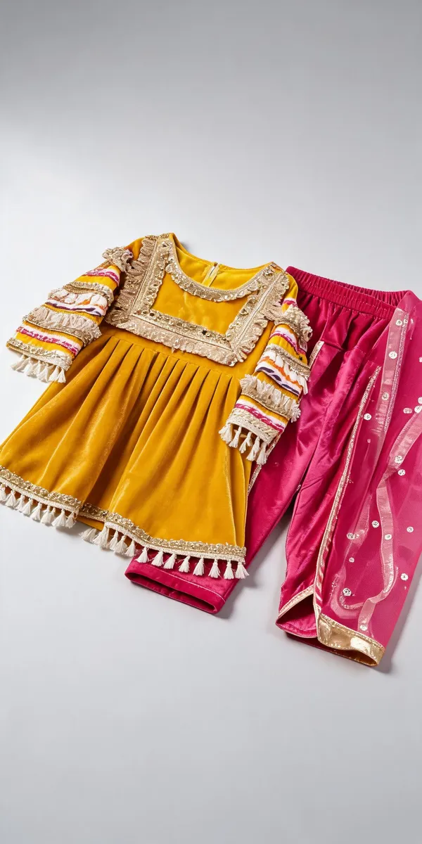 Mustard_Rani_Velvet_Kaudi_Embroidered_Dress_For_Kids