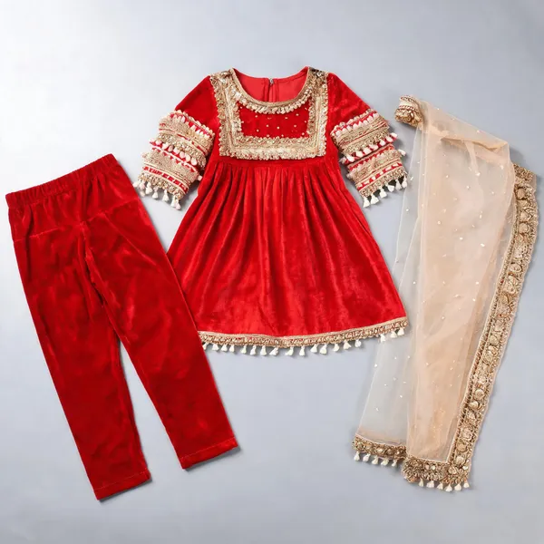 Red_Velvet_Kaudi_Embroidered_Dress_For_Kids
