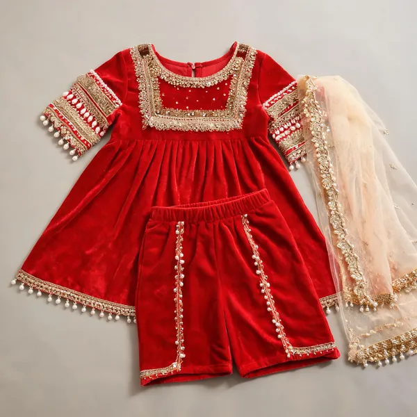 Red_Velvet_Kaudi_Embroidered_Dress_For_Kids