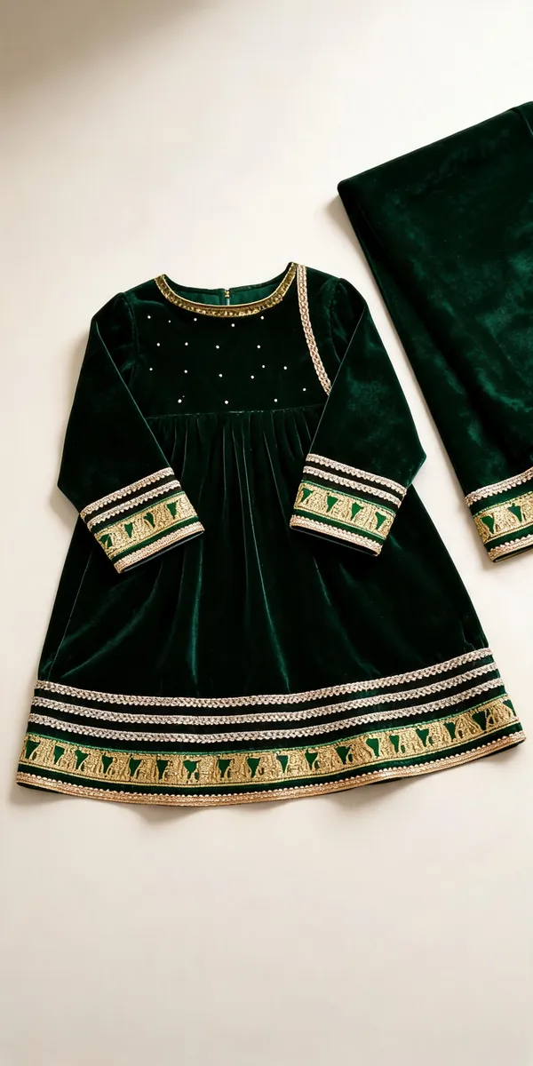 Green_Velvet_Frock_Suit_For_Kids
