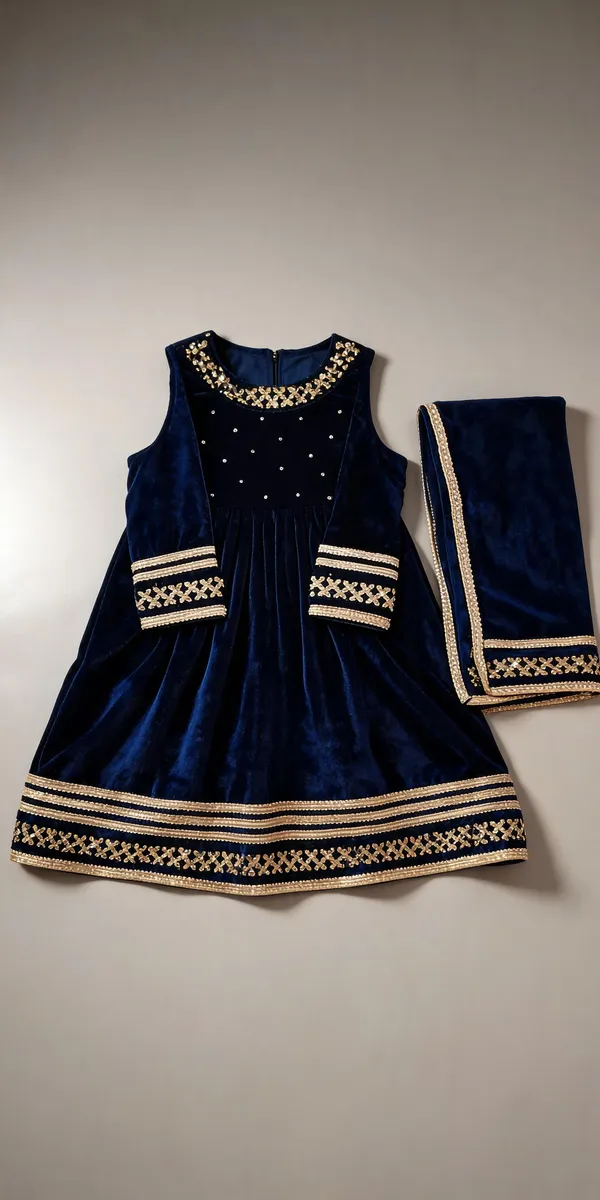 Navy_Velvet_Swarovski_Work_Frock_Suit_For_Kids